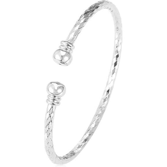 Unisex Simple Cuff Bracelet 18K Real Gold Platinum Plated Fine Bracelets - Picture 7 of 7